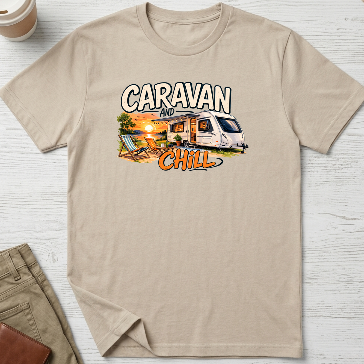Caravan and Chill T-shirt in sand – Thread Riot