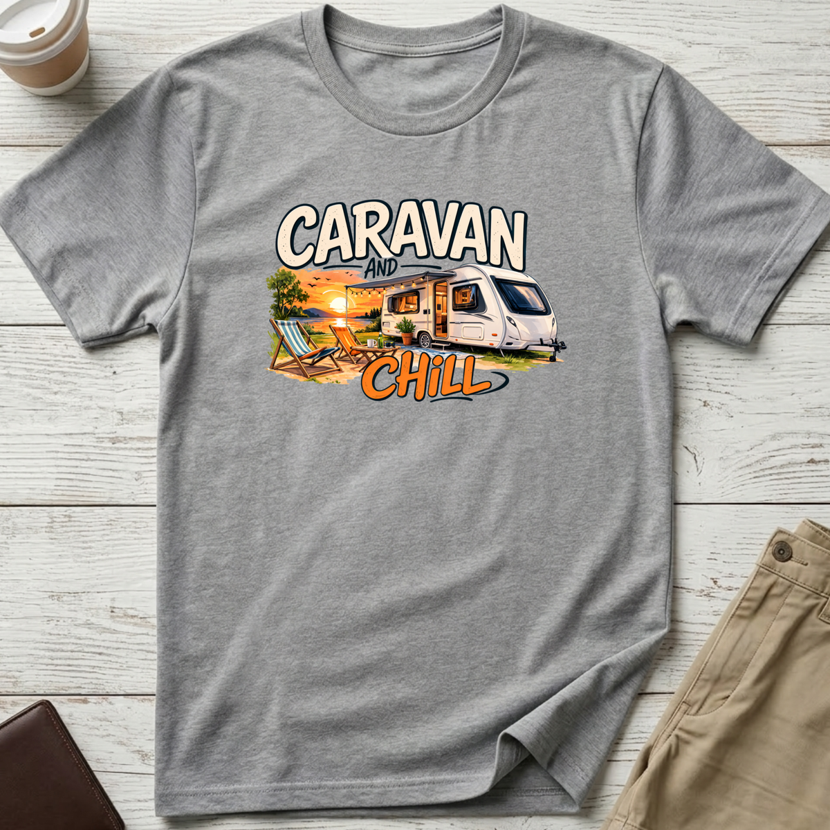 Caravan and Chill T-shirt in sport grey – Thread Riot