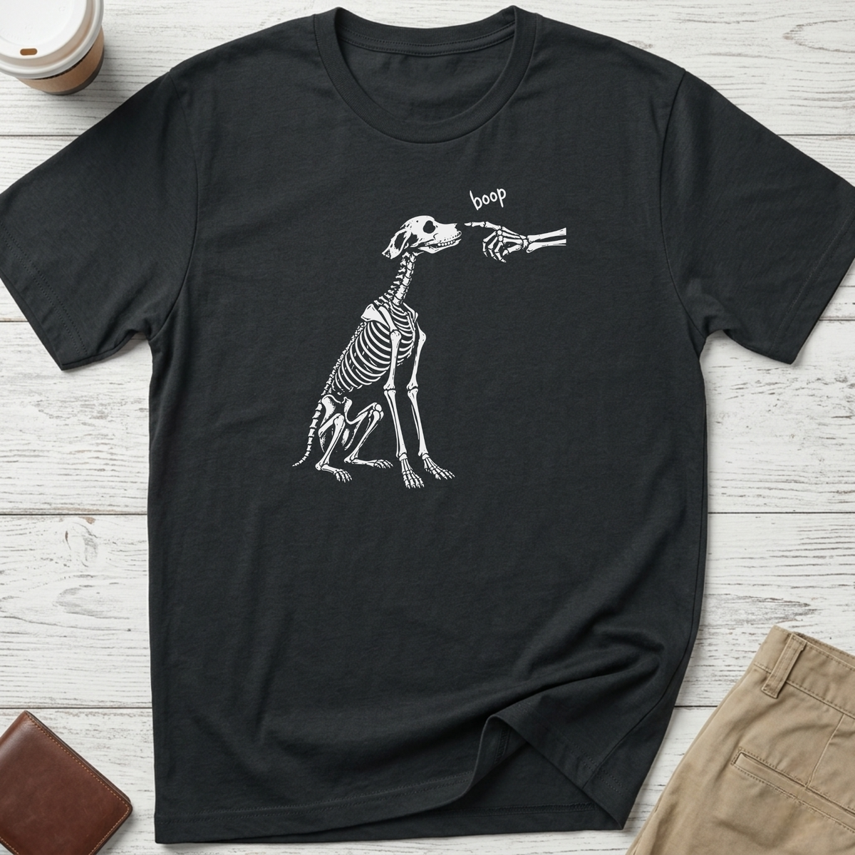 Funny dog skeleton boop T-shirt in black – Thread Riot