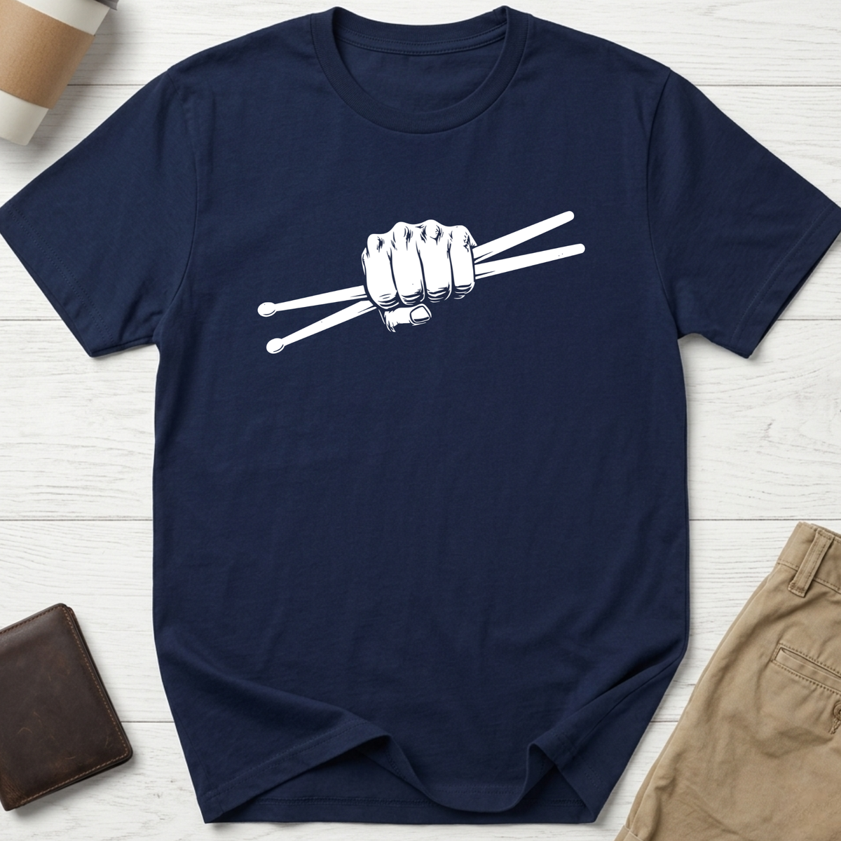 Drummer Fist T-shirt in navy – Thread Riot
