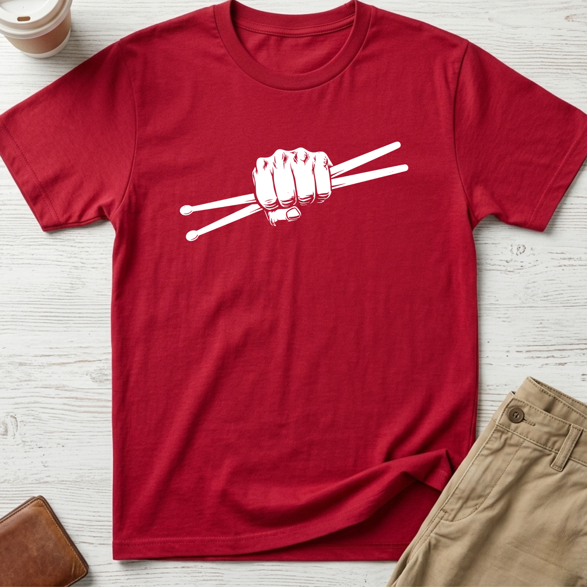 Drummer Fist T-shirt in red – Thread Riot