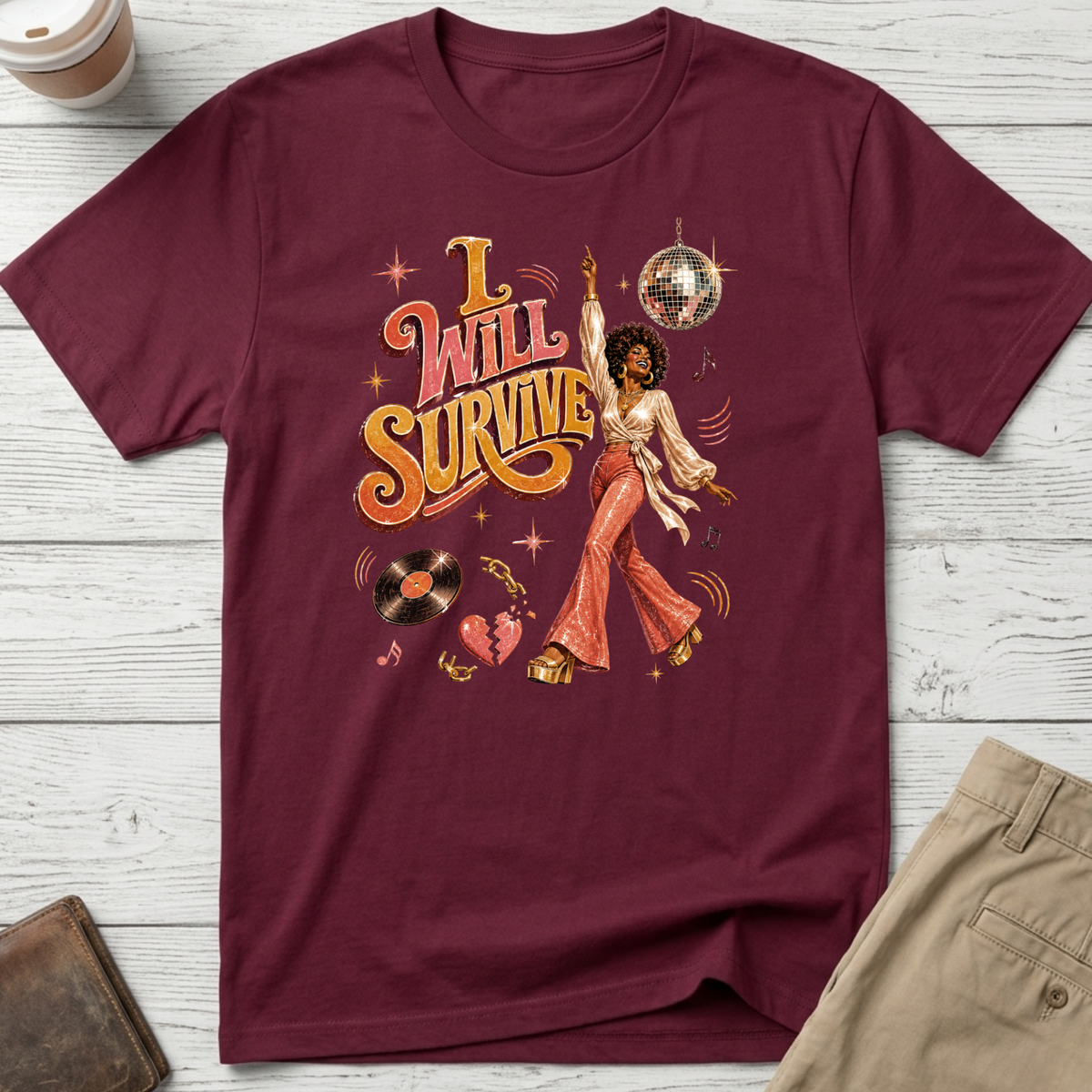 I Will Survive T-shirt in maroon – Thread Riot
