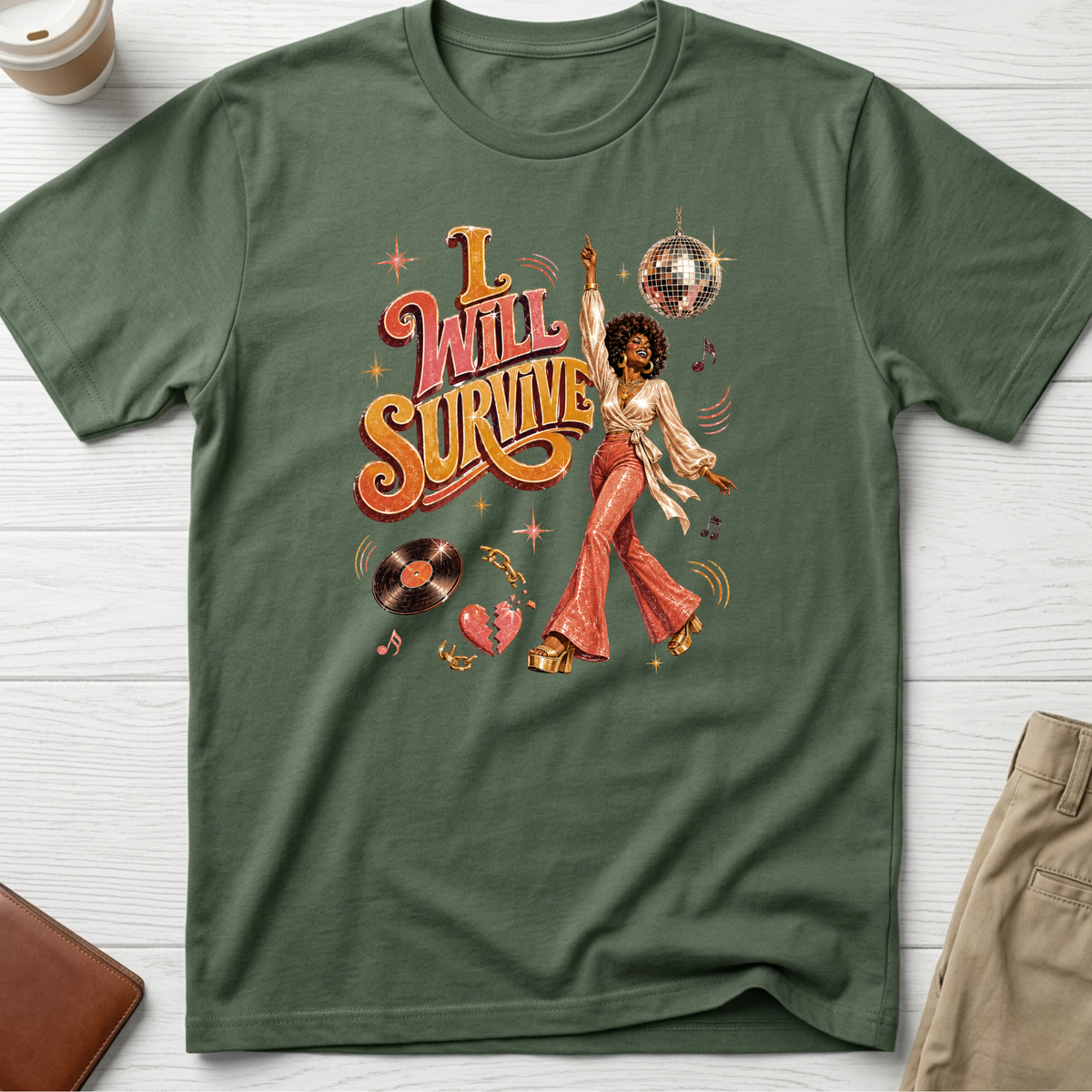 I Will Survive T-shirt in military green – Thread Riot