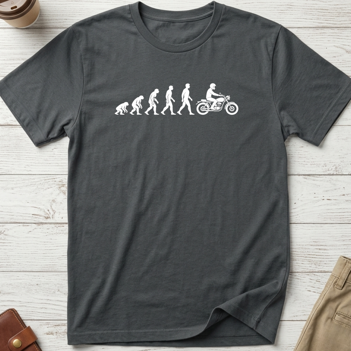 Motorcycle Evolution funny biker T-shirt in charcoal – Thread Riot