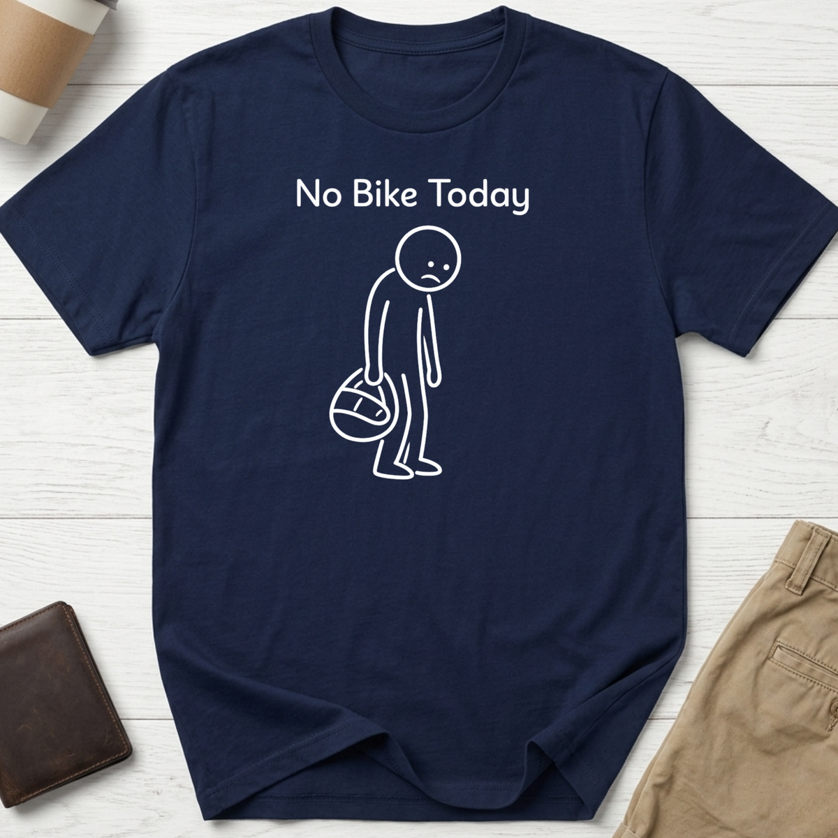 No Bike Today funny motorcycle T-shirt in navy – Thread Riot