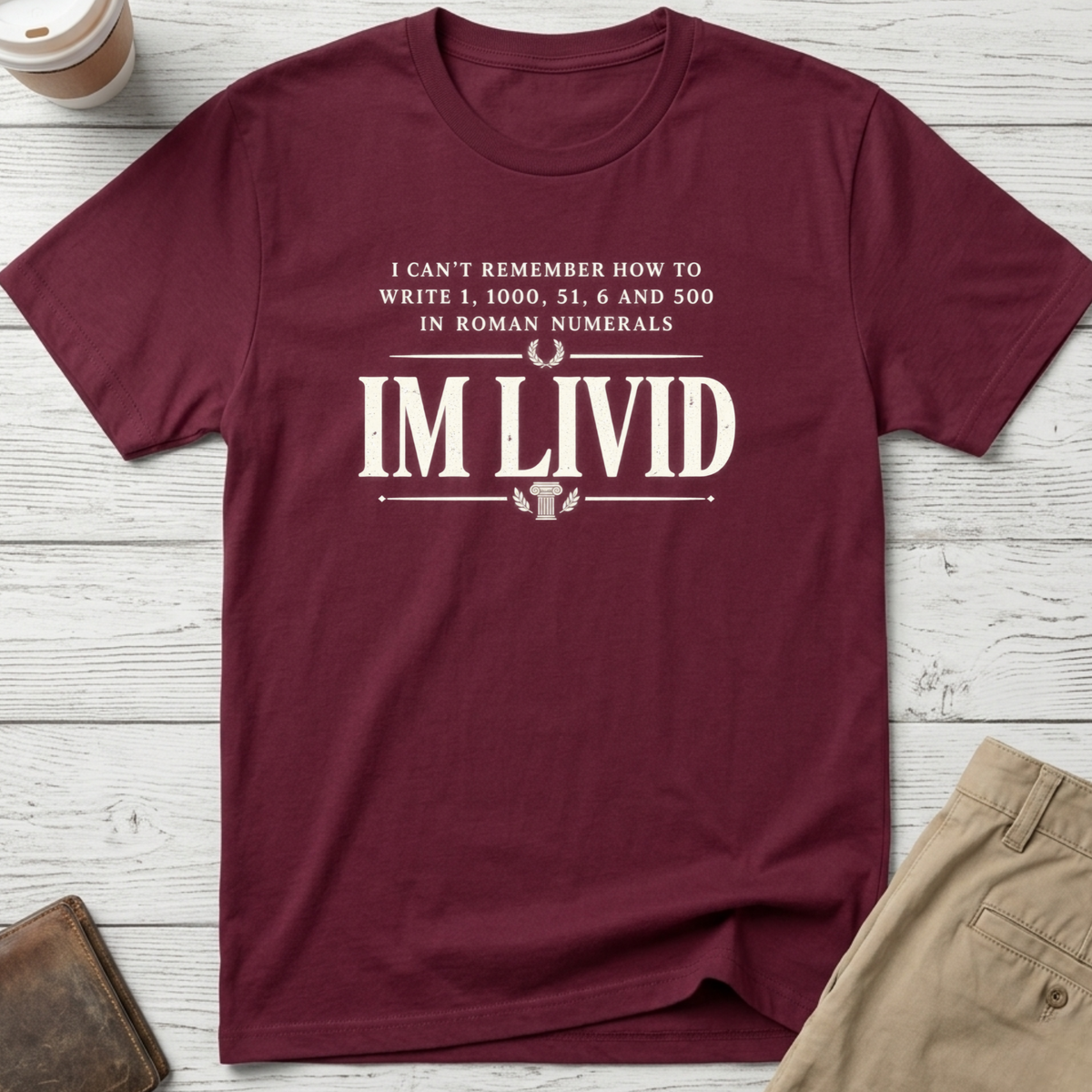 Roman Numerals T-shirt in maroon – Thread Riot