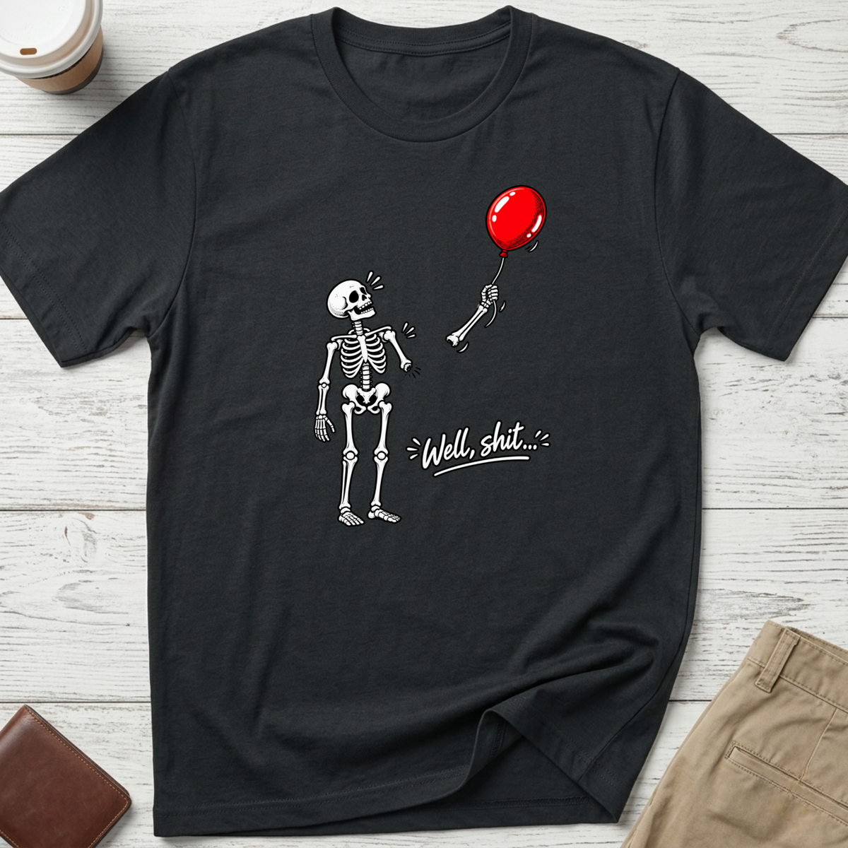 Skeleton balloon T-shirt in black – Thread Riot