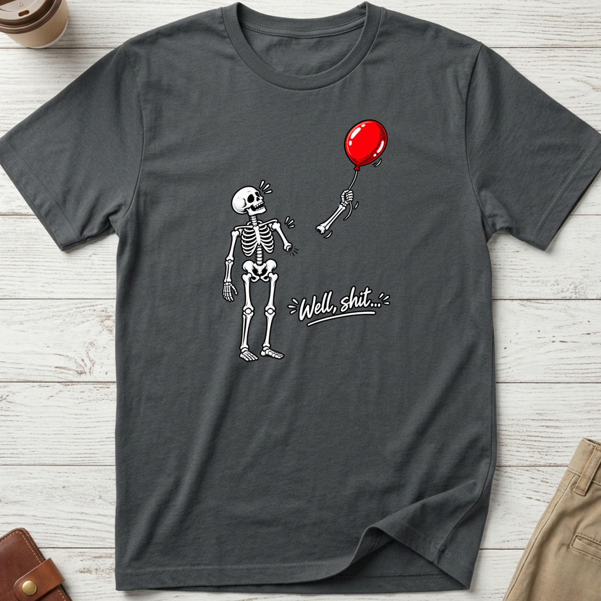 Skeleton balloon T-shirt in charcoal – Thread Riot