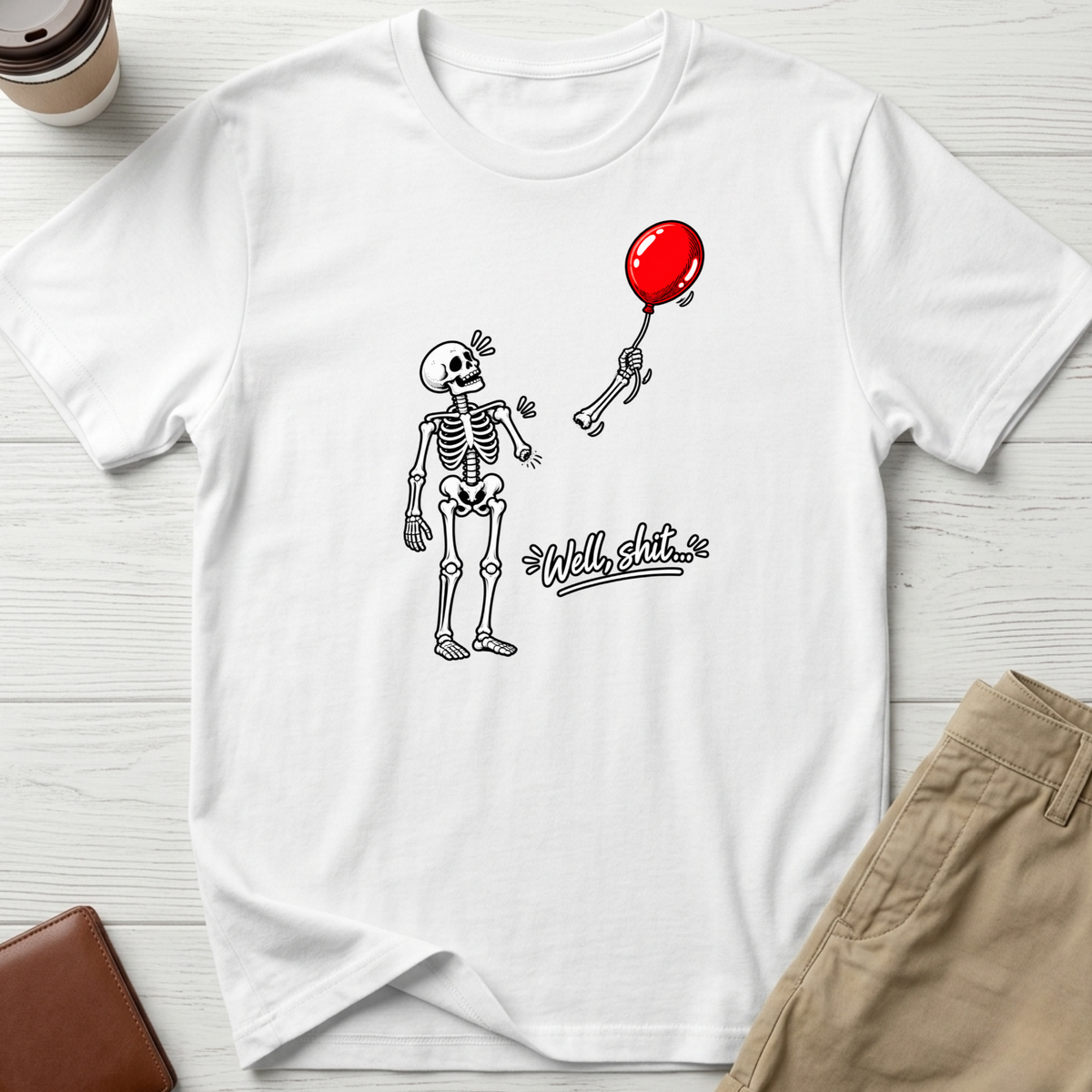 Skeleton balloon T-shirt in white – Thread Riot